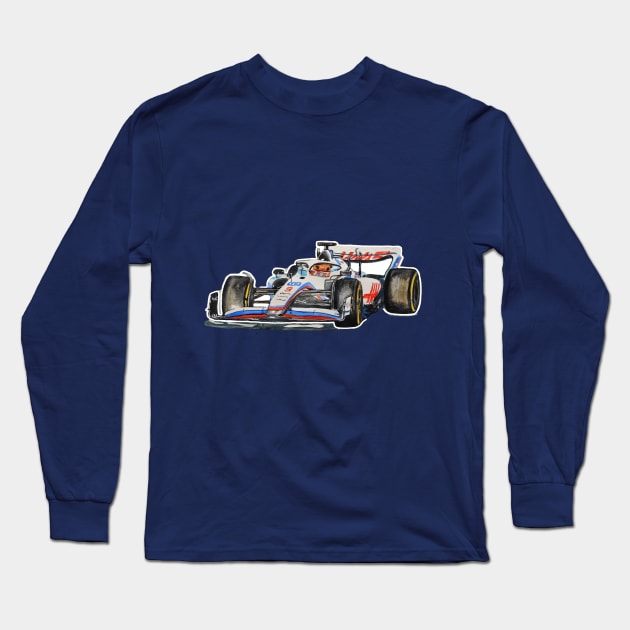 Racing Car in watercolours pattern illustration, Formula 1 watercolours Long Sleeve T-Shirt by Ala Lopatniov